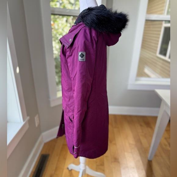 Columbia Purple Black Faux Fur Hooded Anorak Parka Winter Jacket Size Small - Picture 4 of 15